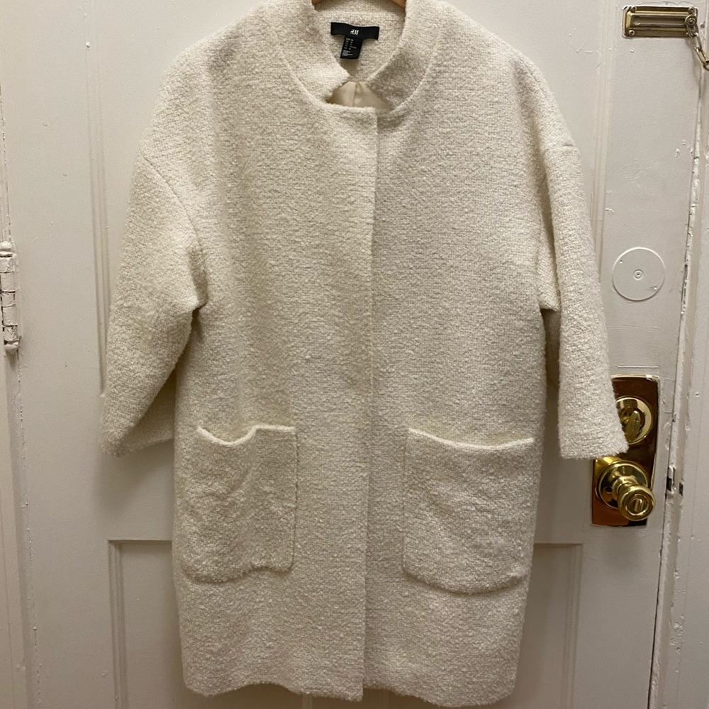 Structured Mod H&M Wool Blend Off-White Coat